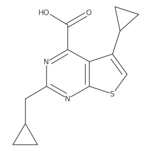 5-Cyclopropyl-2-(cyclopropylmethyl)thieno[2,3-d]pyrimidine-4-carboxylic acid结构式