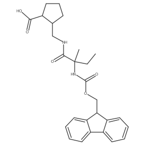 rac-(1R,2S)-2-{[2-({[(9H-fluoren-9-yl)methoxy]carbonyl}amino)-2-methylbutanamido]methyl}cyclopentane-1-carboxylic acid Structure