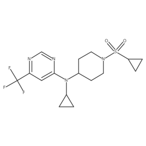 N-[1-(cyclopropanesulfonyl)piperidin-4-yl]-N-cyclopropyl-6-(trifluoromethyl)pyrimidin-4-amine结构式