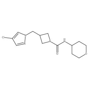 3-[(4-chloro-1H-pyrazol-1-yl)methyl]-N-(oxan-4-yl)azetidine-1-carboxamide结构式