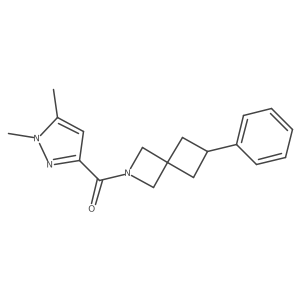 2-(1,5-dimethyl-1H-pyrazole-3-carbonyl)-6-phenyl-2-azaspiro[3.3]heptane结构式
