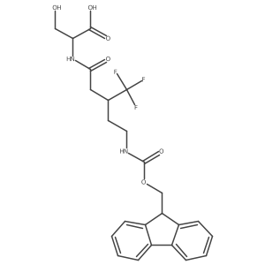 (2S)-2-[5-({[(9H-fluoren-9-yl)methoxy]carbonyl}amino)-3-(trifluoromethyl)pentanamido]-3-hydroxypropanoic acid Structure