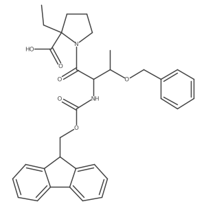 1-[(2R,3S)-3-(benzyloxy)-2-({[(9H-fluoren-9-yl)methoxy]carbonyl}amino)butanoyl]-2-ethylpyrrolidine-2-carboxylic acid结构式