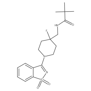 N-[[1-(1,1-dioxo-1,2-benzothiazol-3-yl)-4-fluoropiperidin-4-yl]methyl]-2,2-dimethylpropanamide Structure
