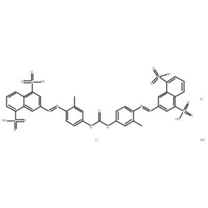 1,5-Naphthalenedisulfonic acid, 3,3'-(carbonylbis(imino(2-methyl-4,1-phenylene)azo))bis-, lithium potassium sodium salt Structure