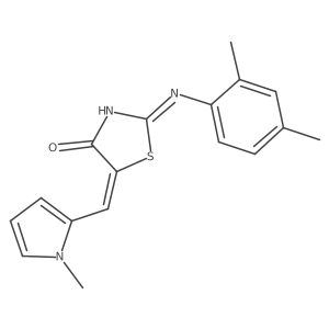(2E,5Z)-2-[(2,4-dimethylphenyl)imino]-5-[(1-methyl-1H-pyrrol-2-yl)methylidene]-1,3-thiazolidin-4-one Structure