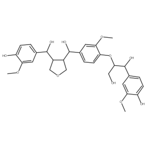 Tetrahydro-I+/-3-[4-[2-hydroxy-2-(4-hydroxy-3-methoxyphenyl)-1-(hydroxymethyl)ethoxy]-3-methoxyphenyl]-I+/-4-(4-hydroxy-3-methoxyphenyl)-3,4-furandimethanol结构式