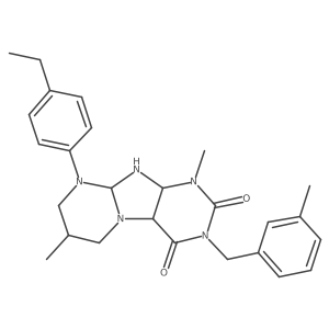 9-(4-ethylphenyl)-1,7-dimethyl-3-[(3-methylphenyl)methyl]-6,7,8,9a,10,10a-hexahydro-4aH-purino[7,8-a]pyrimidine-2,4-dione结构式