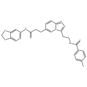 N-(2-(6-((2-(benzo[d][1,3]dioxol-5-ylamino)-2-oxoethyl)thio)-[1,2,4]triazolo[4,3-b]pyridazin-3-yl)ethyl)-4-methylbenzamide Structure