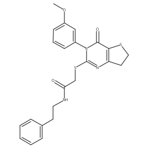 2-((3-(3-methoxyphenyl)-4-oxo-3,4,6,7-tetrahydrothieno[3,2-d]pyrimidin-2-yl)thio)-N-phenethylacetamide结构式