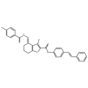 Benzoic acid, 4-fluoro-, 2-[6,7-dihydro-3-methyl-2-[[[4-(2-phenyldiazenyl)phenyl]amino]carbonyl]-4(5H)-benzofuranylidene]hydrazide结构式