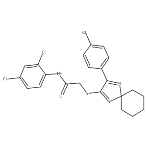2-((3-(4-chlorophenyl)-1,4-diazaspiro[4.5]deca-1,3-dien-2-yl)thio)-N-(2,4-dichlorophenyl)acetamide Structure