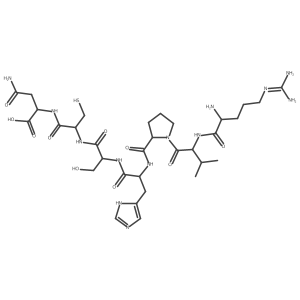 N~5~-(Diaminomethylidene)-L-ornithyl-L-valyl-L-prolyl-L-histidyl-L-seryl-L-cysteinyl-L-asparagine结构式