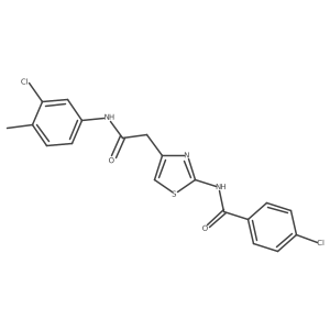 4-chloro-N-(4-{[(3-chloro-4-methylphenyl)carbamoyl]methyl}-1,3-thiazol-2-yl)benzamide结构式