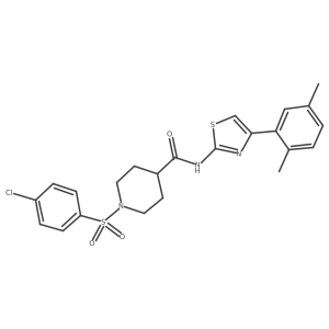 1-((4-chlorophenyl)sulfonyl)-N-(4-(2,5-dimethylphenyl)thiazol-2-yl)piperidine-4-carboxamide结构式