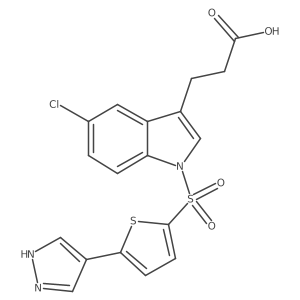 3-{5-Chloro-1-[5-(1h-pyrazol-4-yl)-thiophene-2-sulfonyl]-1h-indol-3-yl}-propionic acid Structure