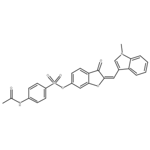 (2E)-2-[(1-methyl-1H-indol-3-yl)methylidene]-3-oxo-2,3-dihydro-1-benzofuran-6-yl 4-(acetylamino)benzenesulfonate结构式