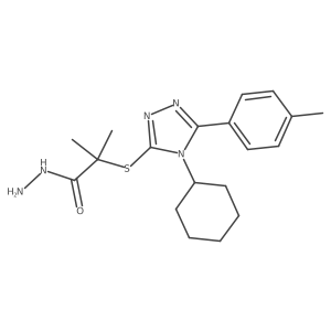 Propanoic acid, 2-[[4-cyclohexyl-5-(4-methylphenyl)-4H-1,2,4-triazol-3-yl]thio]-2-methyl-, hydrazide结构式