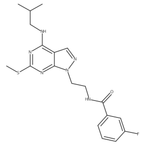3-fluoro-N-(2-(4-(isobutylamino)-6-(methylthio)-1H-pyrazolo[3,4-d]pyrimidin-1-yl)ethyl)benzamide Structure