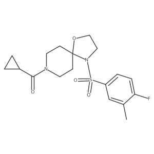 8-Cyclopropanecarbonyl-4-(4-fluoro-3-methylbenzenesulfonyl)-1-oxa-4,8-diazaspiro[4.5]decane结构式