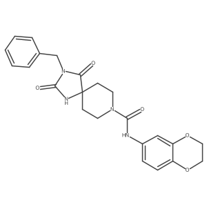 3-benzyl-N-(2,3-dihydrobenzo[b][1,4]dioxin-6-yl)-2,4-dioxo-1,3,8-triazaspiro[4.5]decane-8-carboxamide结构式