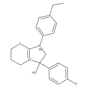1-(4-ethylphenyl)-3-(4-fluorophenyl)-3-hydroxy-3,5,6,7-tetrahydro-2H-imidazo[2,1-b][1,3]thiazin-1-ium bromide Structure