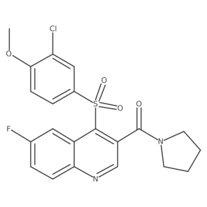 4-[(3-Chloro-4-methoxyphenyl)sulfonyl]-6-fluoro-3-(pyrrolidin-1-ylcarbonyl)quinoline结构式