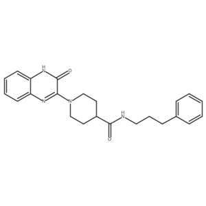 O=C(NCCCc1ccccc1)C1CCN(c2nc3ccccc3[nH]c2=O)CC1结构式