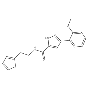 5-(2-methoxyphenyl)-N-(2-(thiophen-2-yl)ethyl)-1H-pyrazole-3-carboxamide结构式