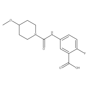 2-Fluoro-5-[(4-methoxypiperidine-1-carbonyl)amino]benzoic acid结构式