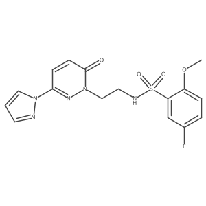 5-fluoro-2-methoxy-N-(2-(6-oxo-3-(1H-pyrazol-1-yl)pyridazin-1(6H)-yl)ethyl)benzenesulfonamide Structure