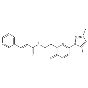(E)-N-(2-(3-(3,5-dimethyl-1H-pyrazol-1-yl)-6-oxopyridazin-1(6H)-yl)ethyl)-3-(pyridin-3-yl)acrylamide结构式
