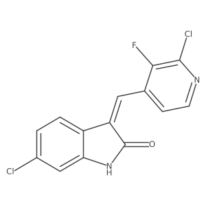 6-chloro-3-[(2-chloro-3-fluoropyridin-4-yl)methylidene]-1H-indol-2-one结构式