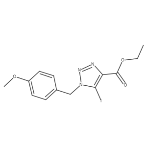 Ethyl 5-iodo-1-(4-methoxybenzyl)-1H-1,2,3-triazole-4-carboxylate结构式