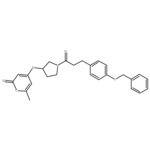 4-((1-(3-(4-(benzyloxy)phenyl)propanoyl)pyrrolidin-3-yl)oxy)-6-methyl-2H-pyran-2-one结构式