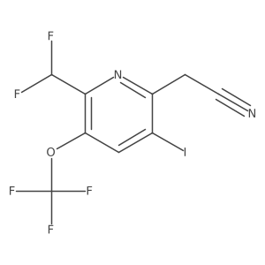 2-(Difluoromethyl)-5-iodo-3-(trifluoromethoxy)pyridine-6-acetonitrile Structure