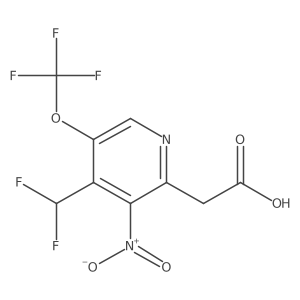 2-(4-(Difluoromethyl)-3-nitro-5-(trifluoromethoxy)pyridin-2-yl)acetic acid Structure