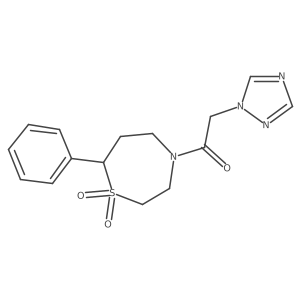 1-(1,1-dioxido-7-phenyl-1,4-thiazepan-4-yl)-2-(1H-1,2,4-triazol-1-yl)ethanone Structure