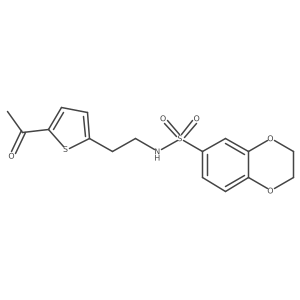 N-(2-(5-acetylthiophen-2-yl)ethyl)-2,3-dihydrobenzo[b][1,4]dioxine-6-sulfonamide结构式