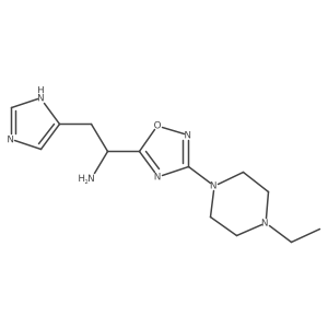 (1S)-1-[3-(4-ethylpiperazin-1-yl)-1,2,4-oxadiazol-5-yl]-2-(1H-imidazol-4-yl)ethan-1-amine结构式