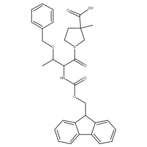 1-[(2R,3S)-3-(benzyloxy)-2-({[(9H-fluoren-9-yl)methoxy]carbonyl}amino)butanoyl]-3-methylpyrrolidine-3-carboxylic acid结构式
