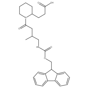 3-{1-[4-({[(9H-fluoren-9-yl)methoxy]carbonyl}amino)-3-methylbutanoyl]piperidin-2-yl}propanoic acid Structure