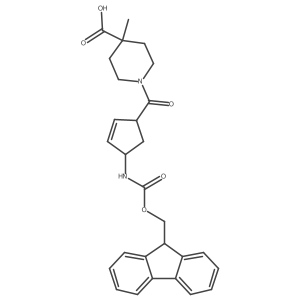 1-[4-({[(9H-fluoren-9-yl)methoxy]carbonyl}amino)cyclopent-2-ene-1-carbonyl]-4-methylpiperidine-4-carboxylic acid结构式