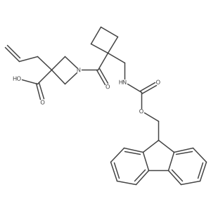 1-{1-[({[(9H-fluoren-9-yl)methoxy]carbonyl}amino)methyl]cyclobutanecarbonyl}-3-(prop-2-en-1-yl)azetidine-3-carboxylic acid Structure