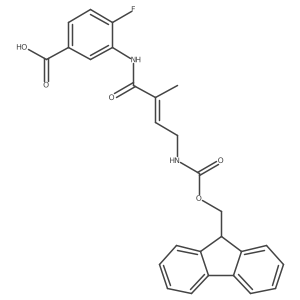 3-[4-({[(9H-fluoren-9-yl)methoxy]carbonyl}amino)-2-methylbut-2-enamido]-4-fluorobenzoic acid结构式