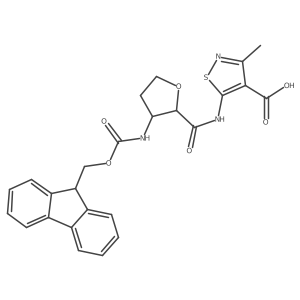 rac-5-[(2R,3S)-3-({[(9H-fluoren-9-yl)methoxy]carbonyl}amino)oxolane-2-amido]-3-methyl-1,2-thiazole-4-carboxylic acid Structure
