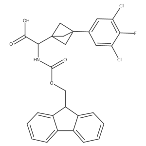 2-[3-(3,5-Dichloro-4-fluorophenyl)-1-bicyclo[1.1.1]pentanyl]-2-(9H-fluoren-9-ylmethoxycarbonylamino)acetic acid结构式