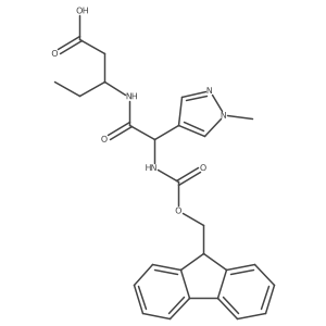 (3S)-3-[2-({[(9H-fluoren-9-yl)methoxy]carbonyl}amino)-2-(1-methyl-1H-pyrazol-4-yl)acetamido]pentanoic acid Structure