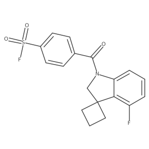 4-({4'-Fluoro-1',2'-dihydrospiro[cyclobutane-1,3'-indol]-1'-yl}carbonyl)benzene-1-sulfonyl fluoride结构式