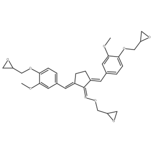 2,5-Bis(3-methoxy-4-(oxiran-2-ylmethoxy)benzylidene)cyclopentan-1-one o-oxiran-2-ylmethyl oxime Structure